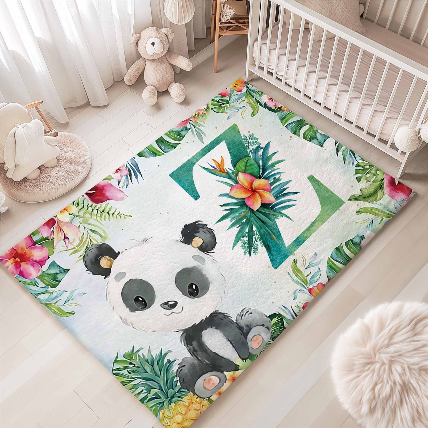 Tropical Panda Nursery Rug