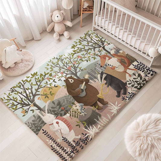 Animal Musician Nursery Rug