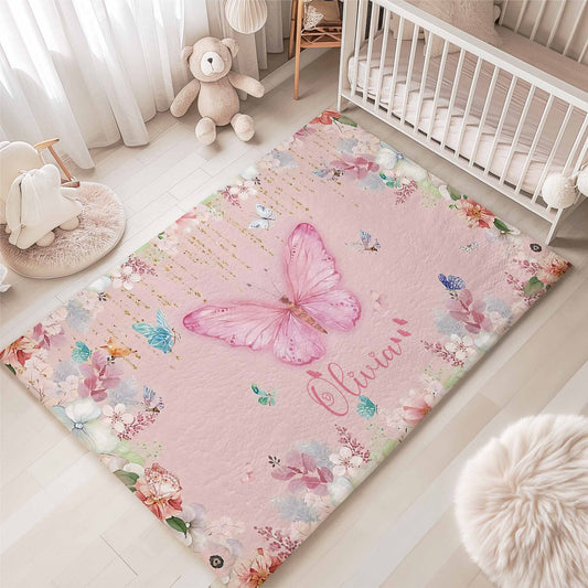 Floral Butterfly Nursery Rug