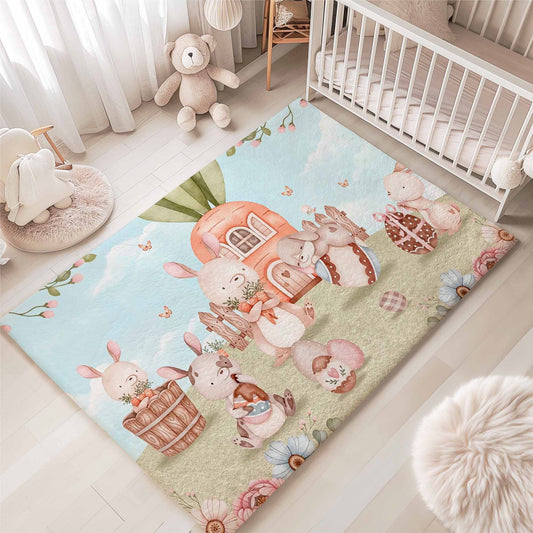 Bunny Family Kids Playroom Rug