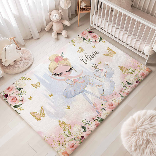 Rose Floral Ballerina Nursery Rug