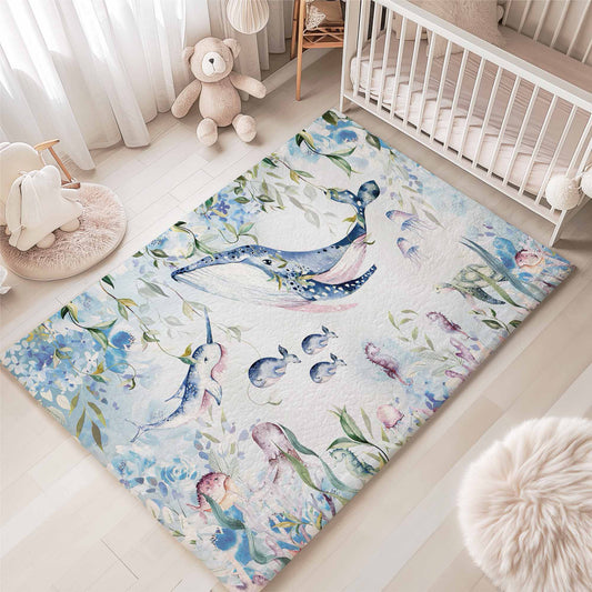Ocean Whale Nursery Rug