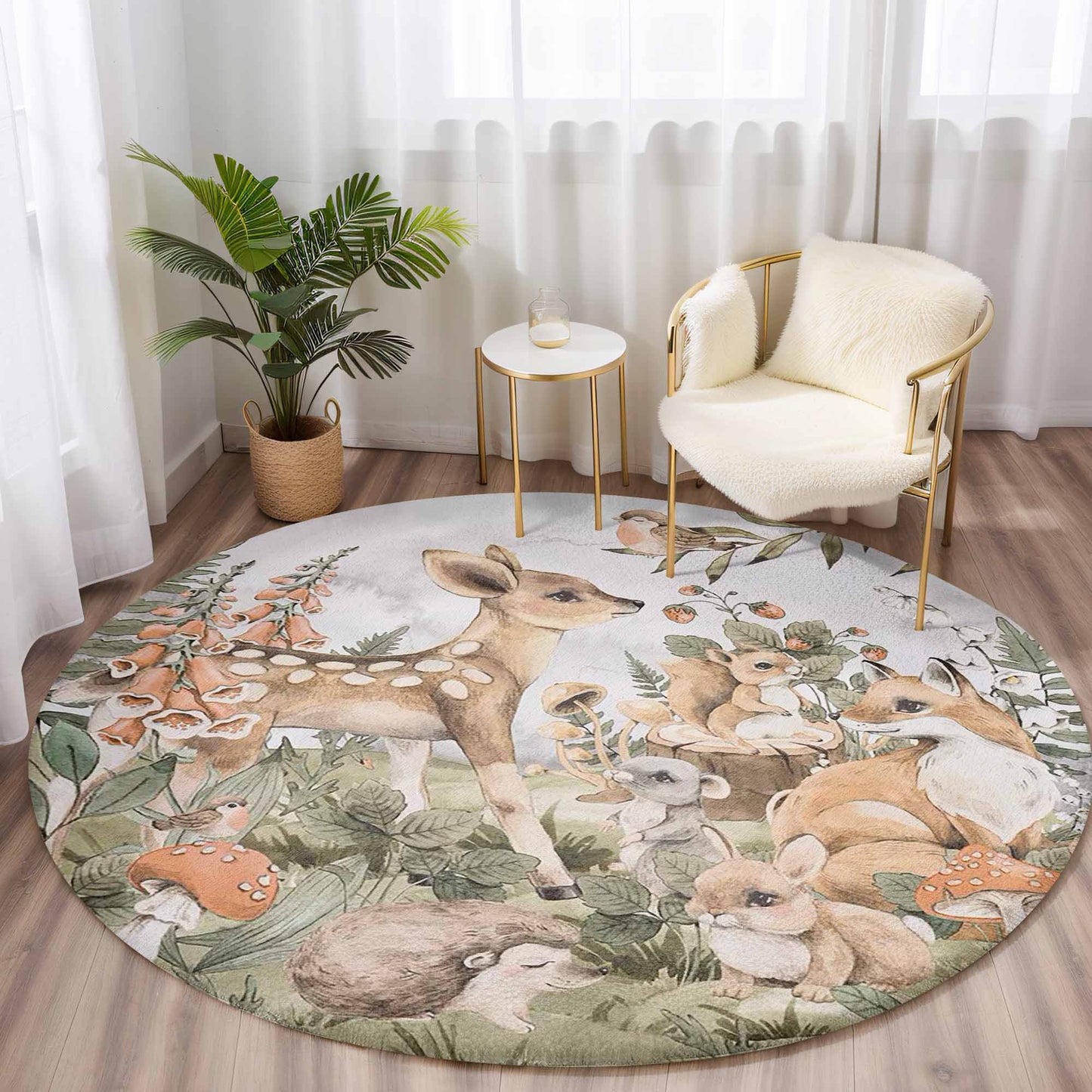 Woodland Deer Round Rug