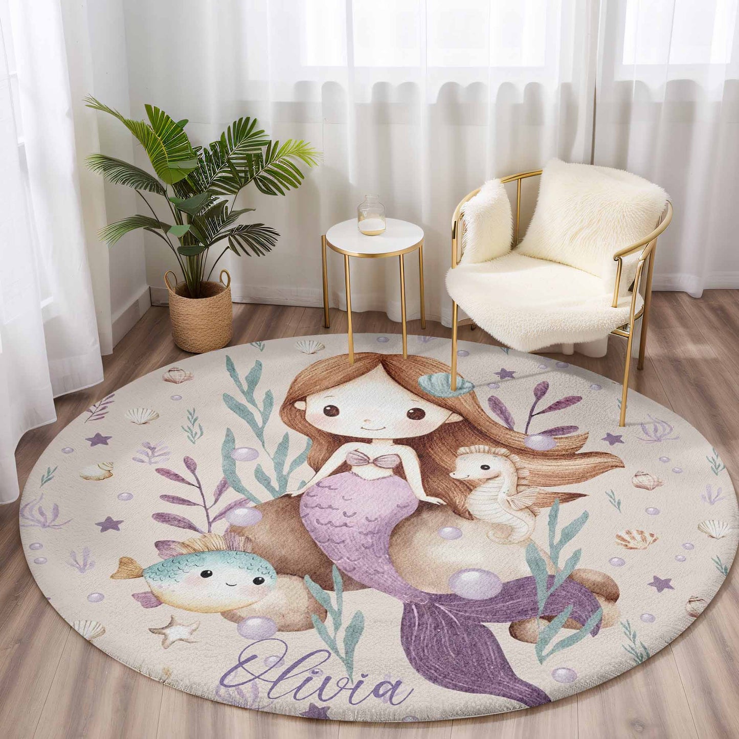 Sea Mermaid Round Rug