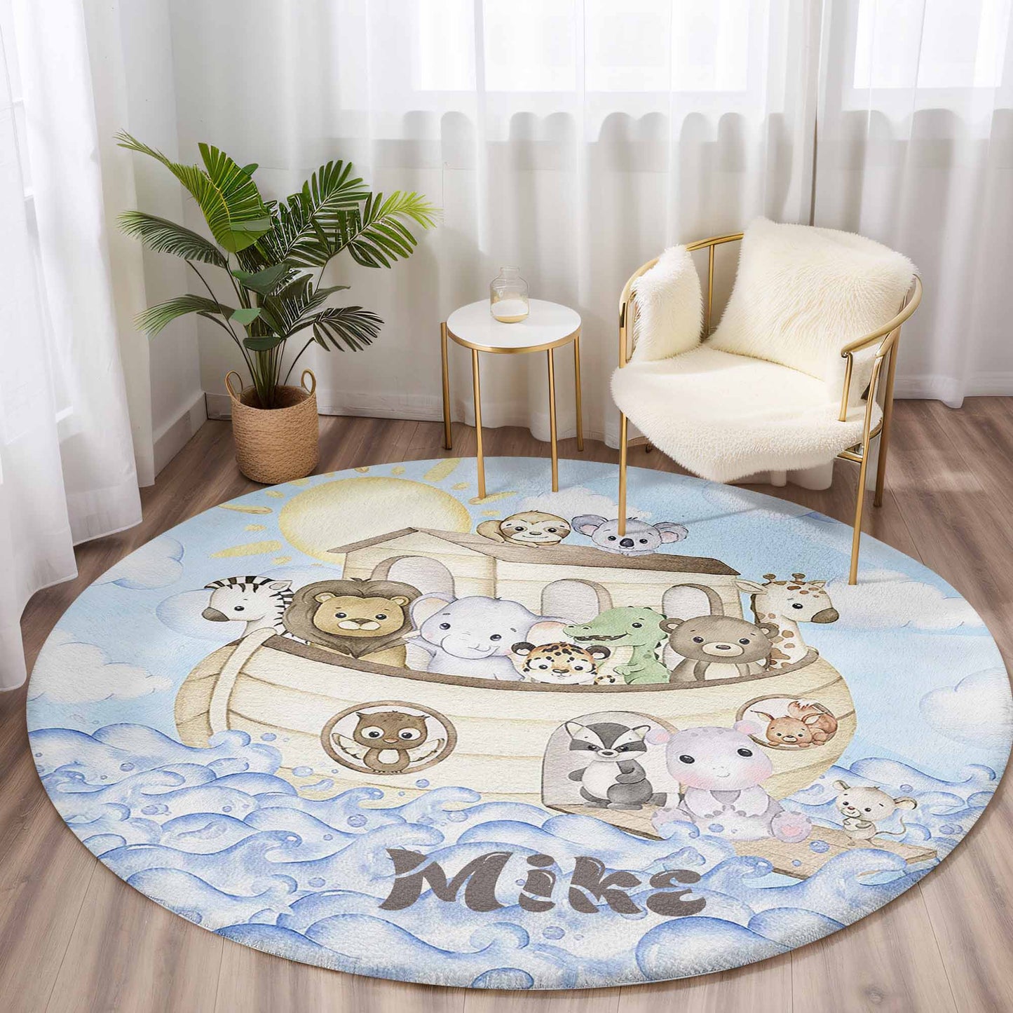 Noah's Ark Animals Round Rug