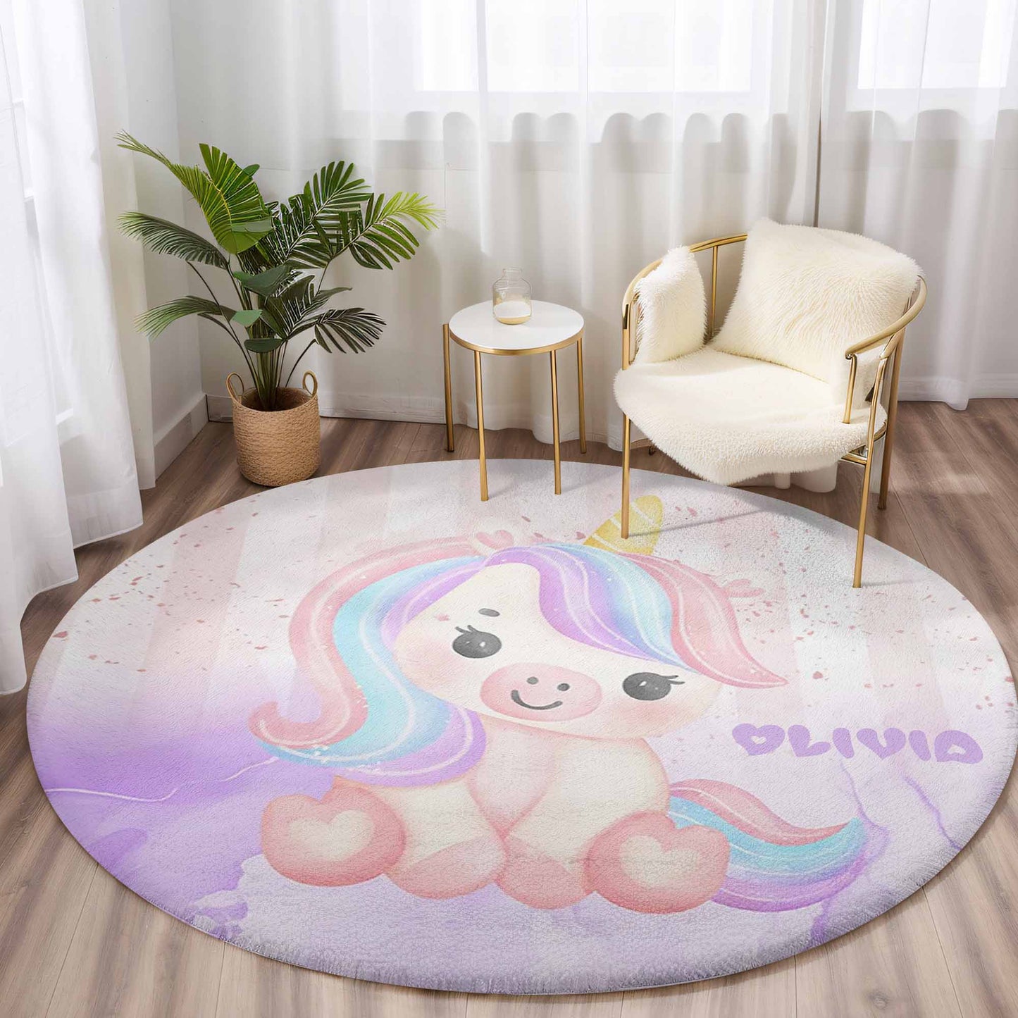 Baby Unicorn Round Rug