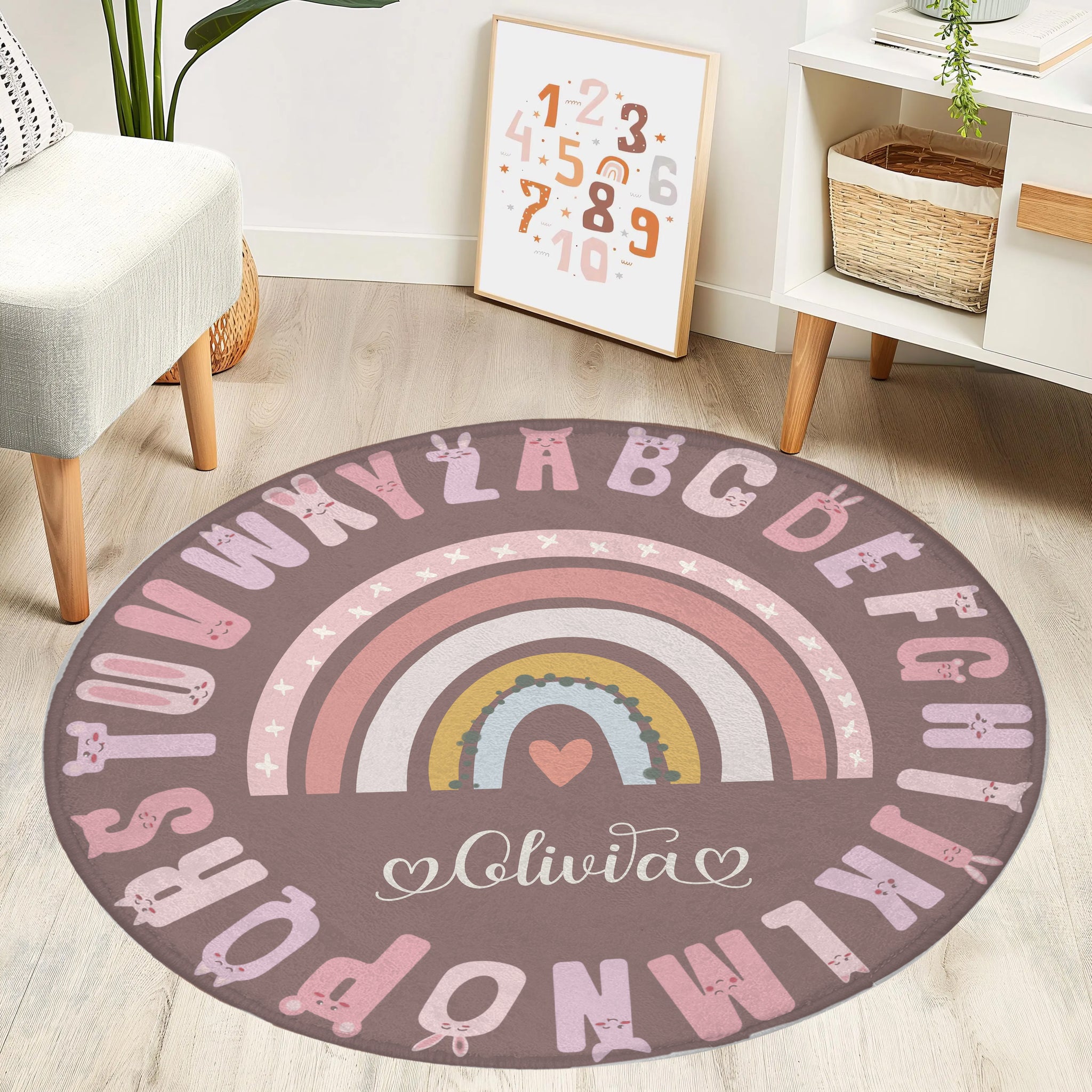 ABC Alphabet Rainbow Round Rug – hugtorugs