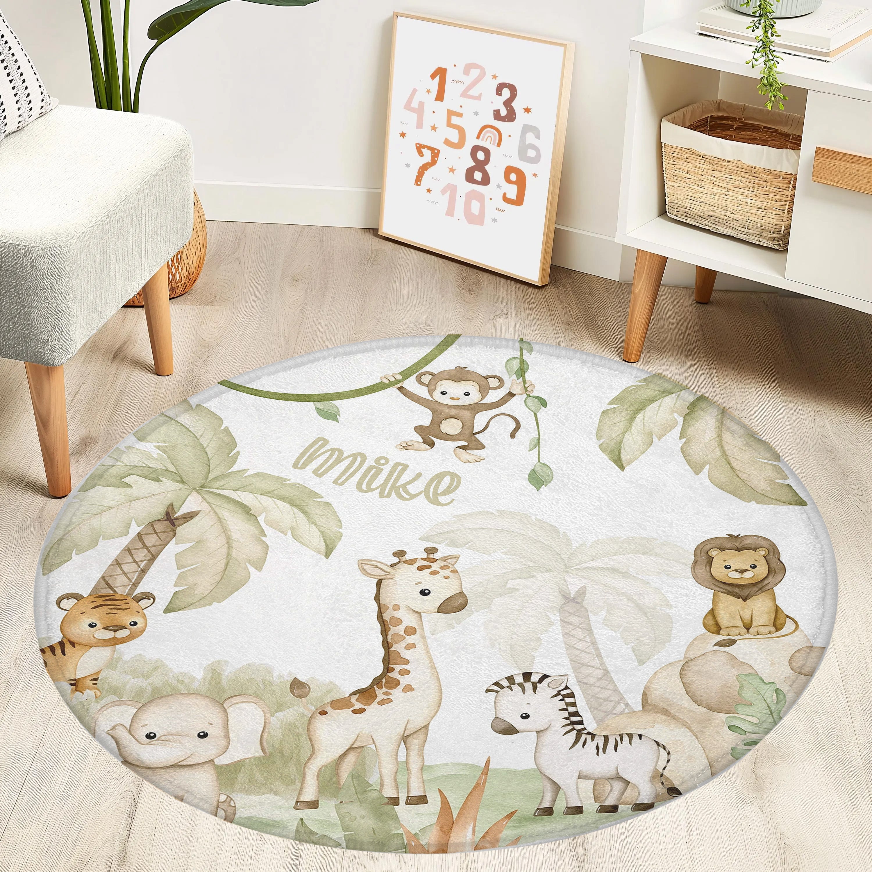 Baby Safari Animals Round Rug – hugtorugs