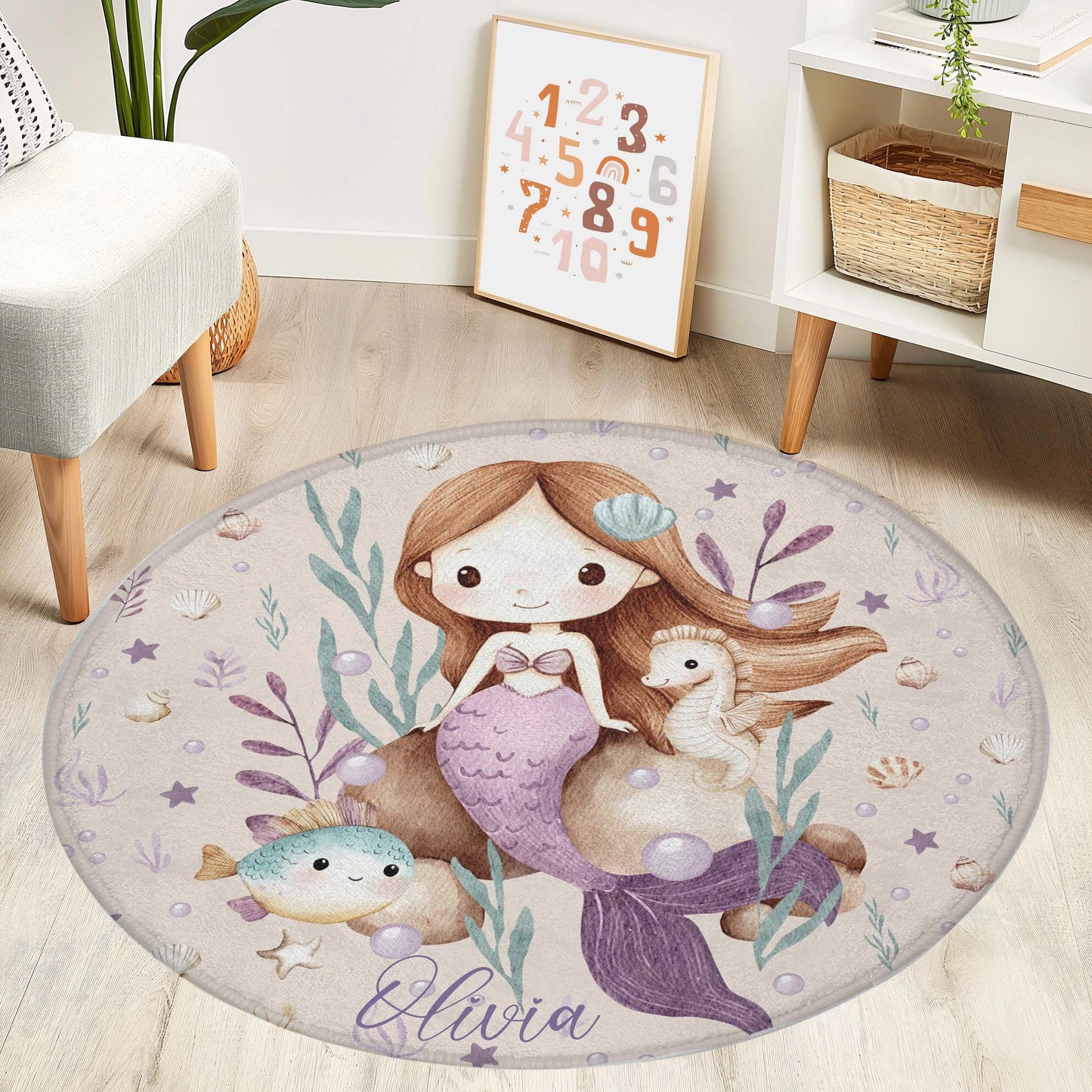 Sea Mermaid Round Rug