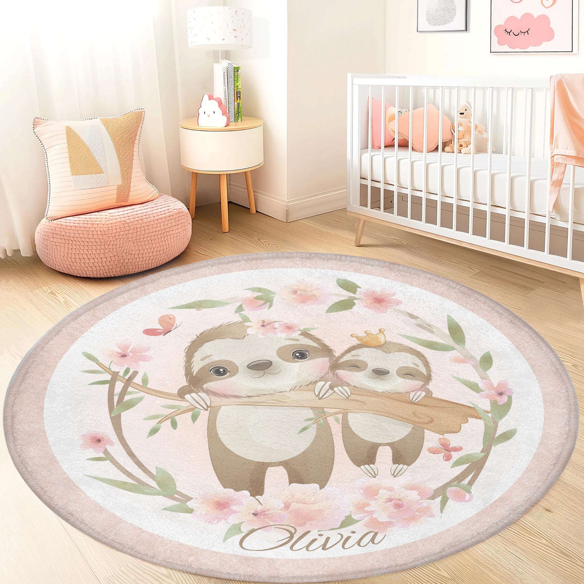 Mum And Baby Sloth Round Rug