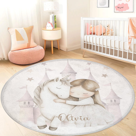 Princess Unicorn Round Rug