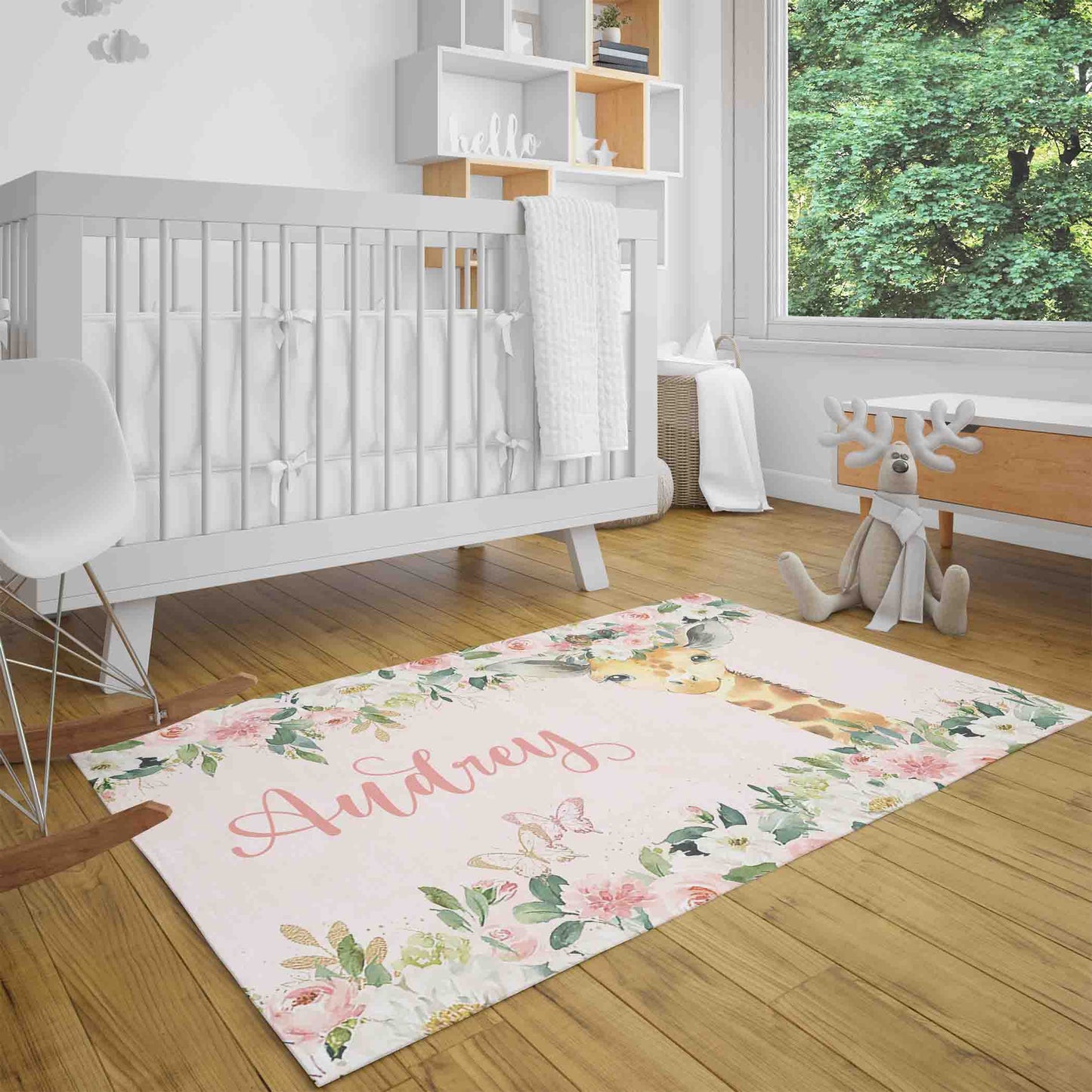 Giraffe Rose Floral Rug