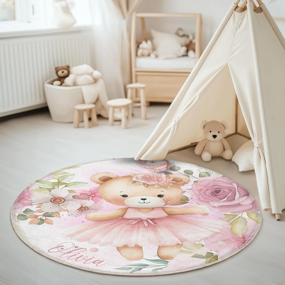 Ballerina Bear Round Rug – hugtorugs