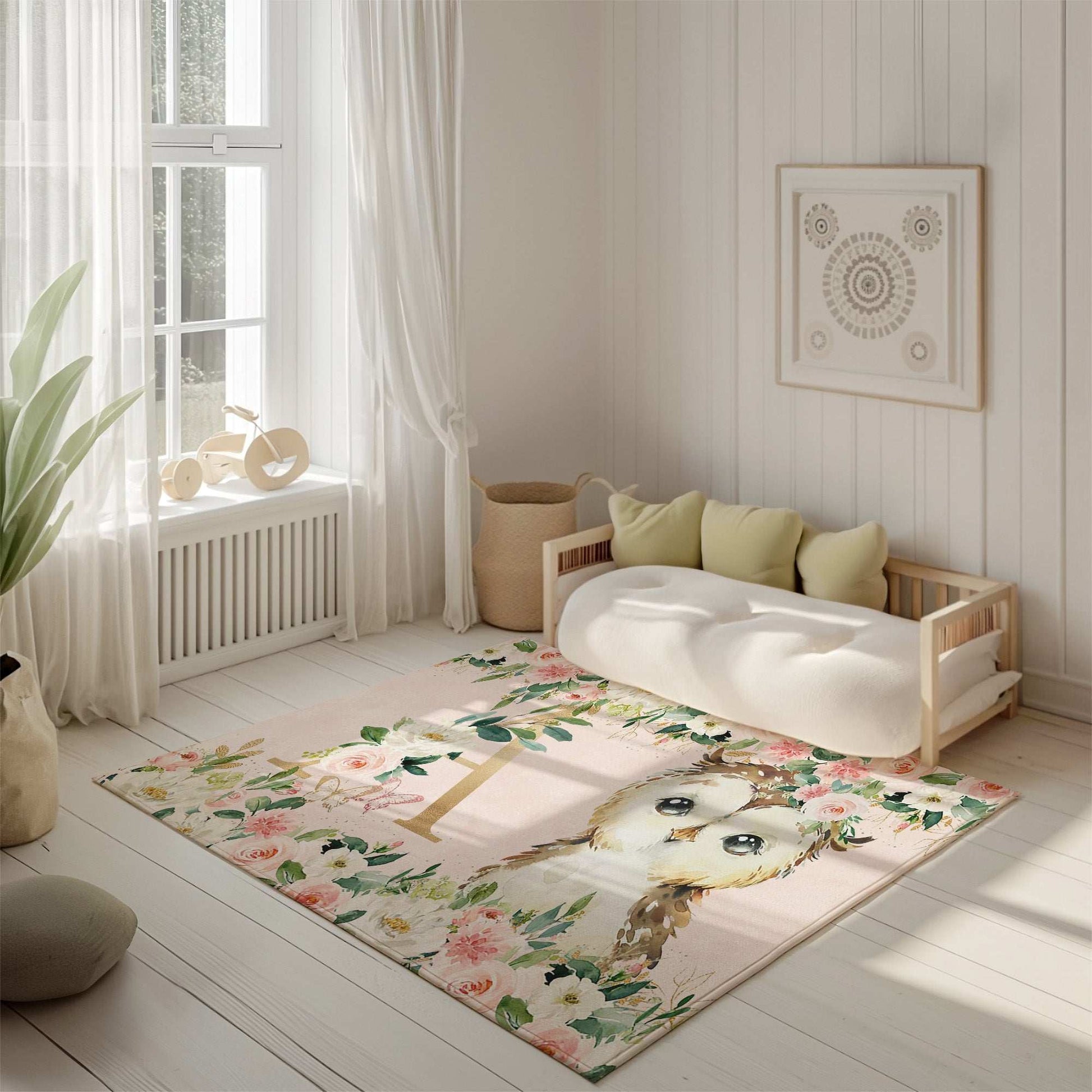 Owl Rose Floral Rug