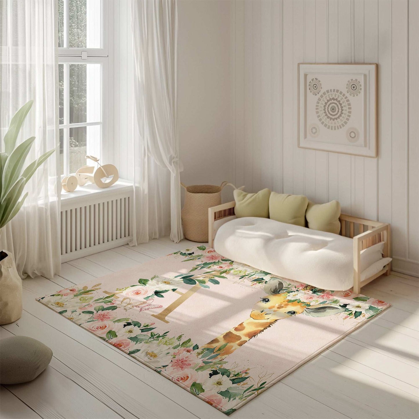 Giraffe Rose Floral Rug