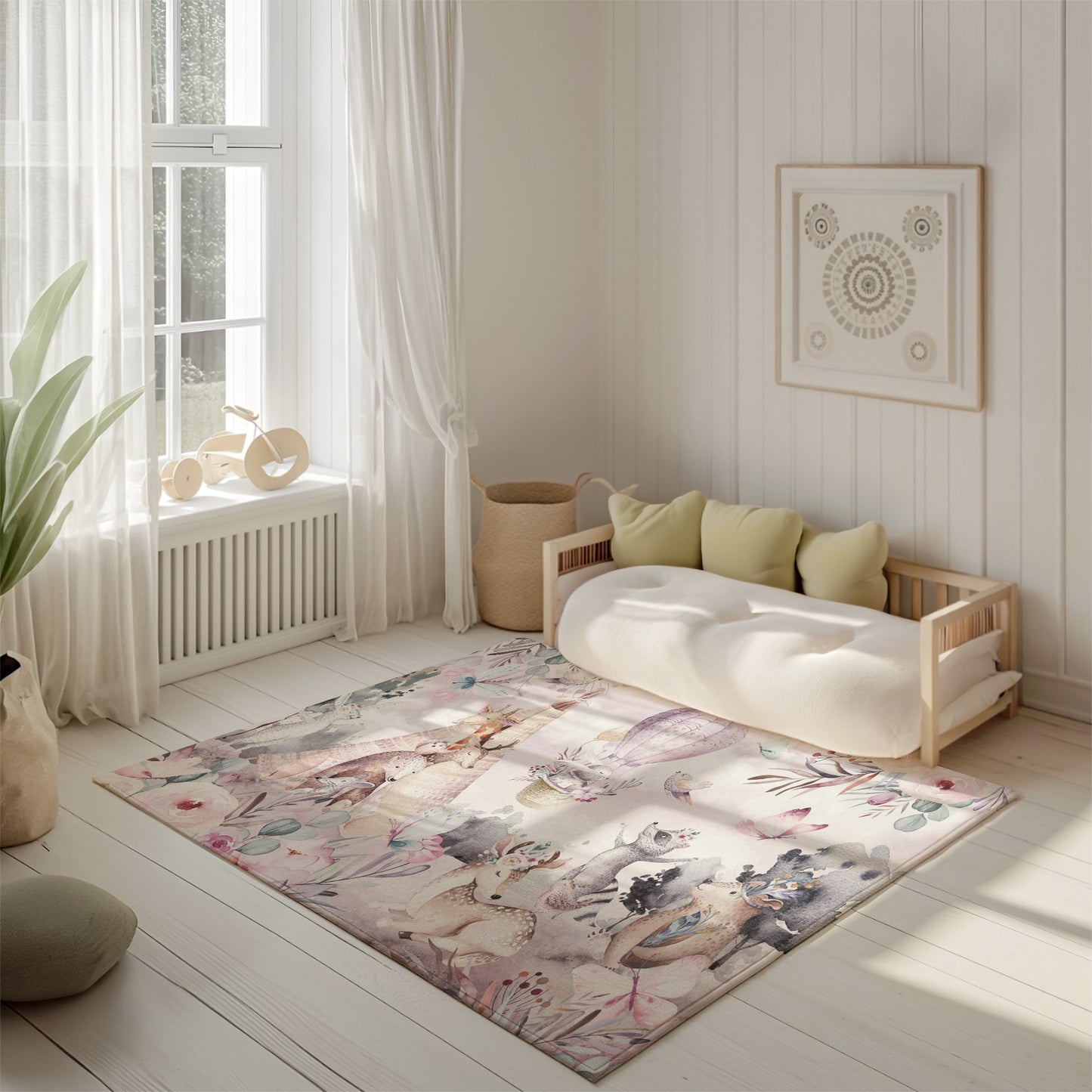 Boho Animals Nursery Rug