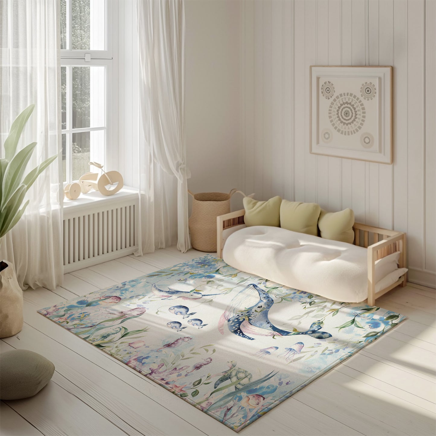 Ocean Whale Nursery Rug