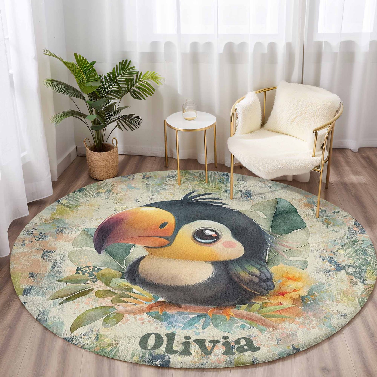 Tropical Cockatoo Round Rug