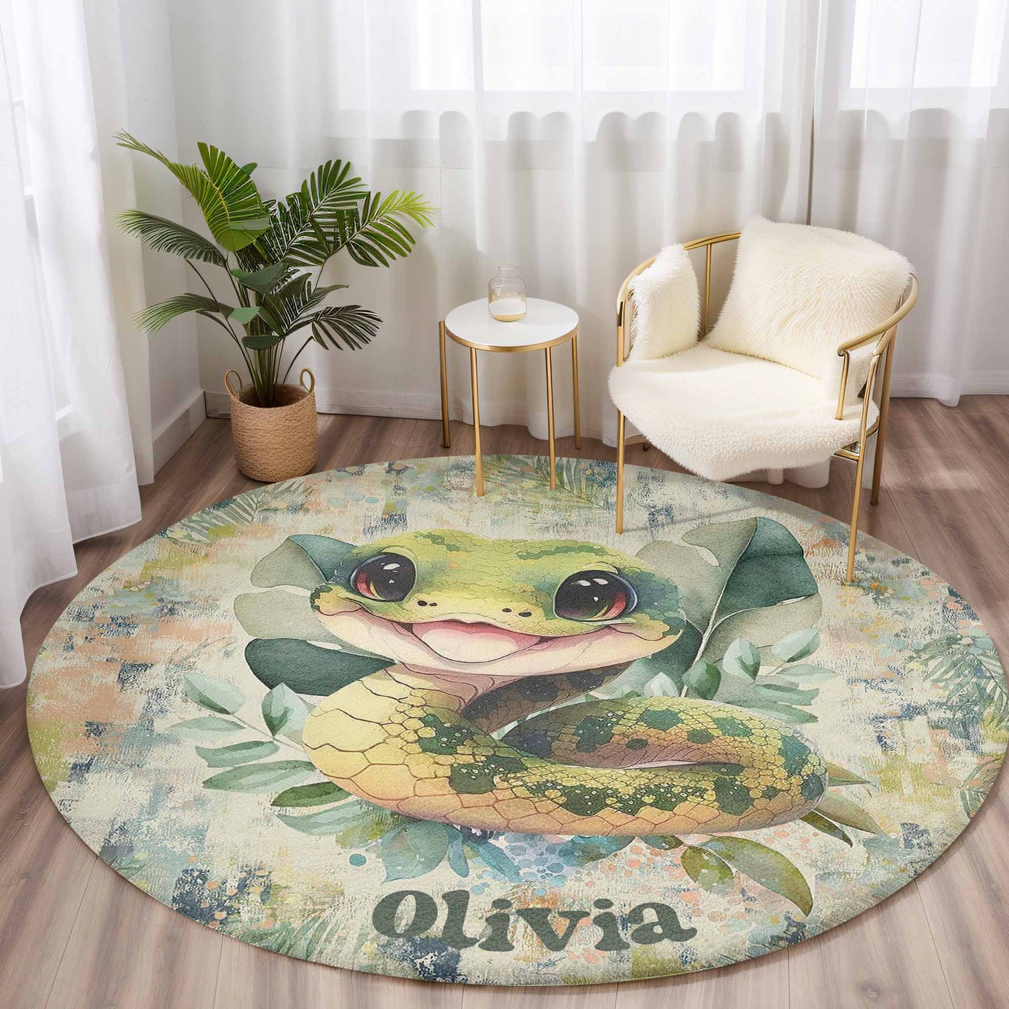 Tropical Snake Round Rug