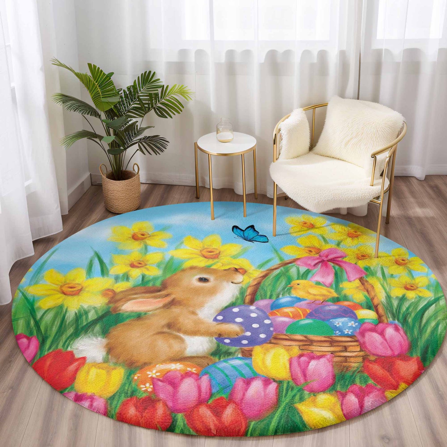 Easter Bunny Round Rug