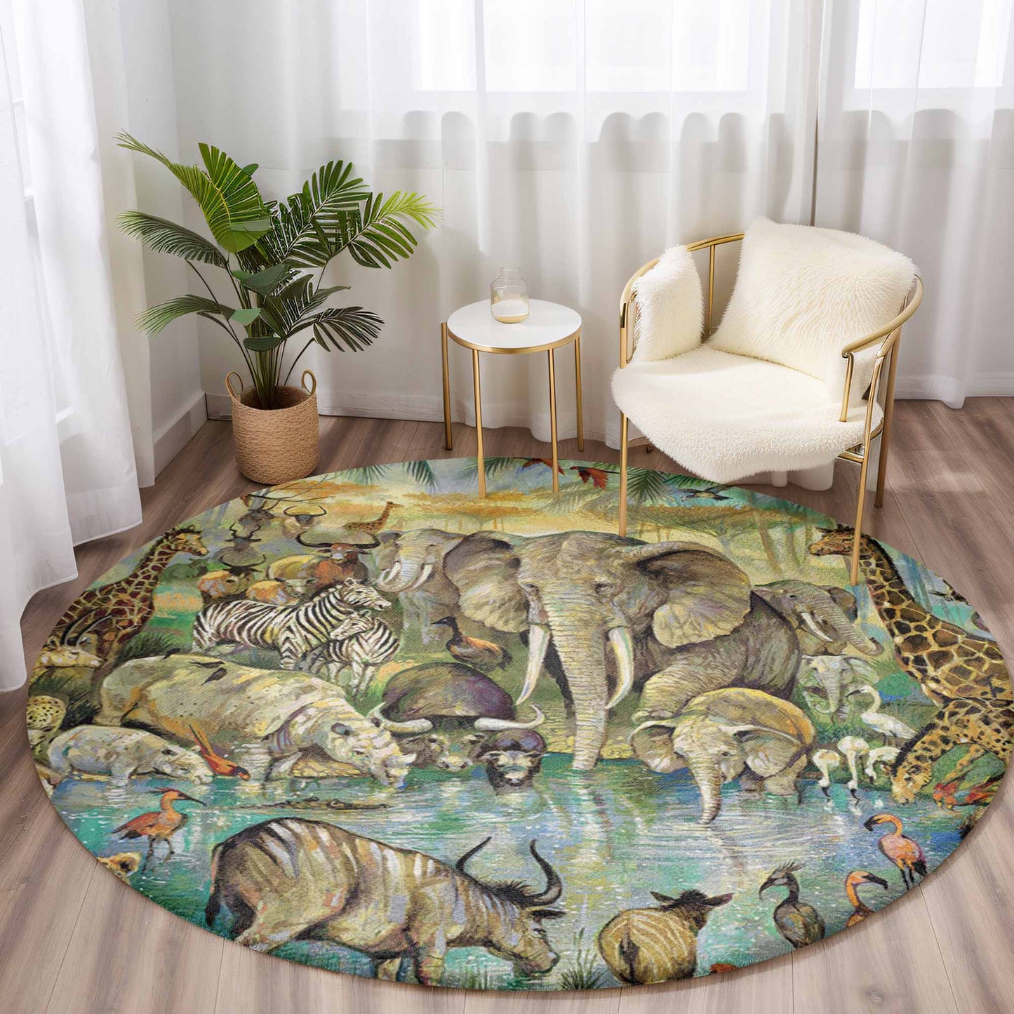 Safari Animals Round Rug