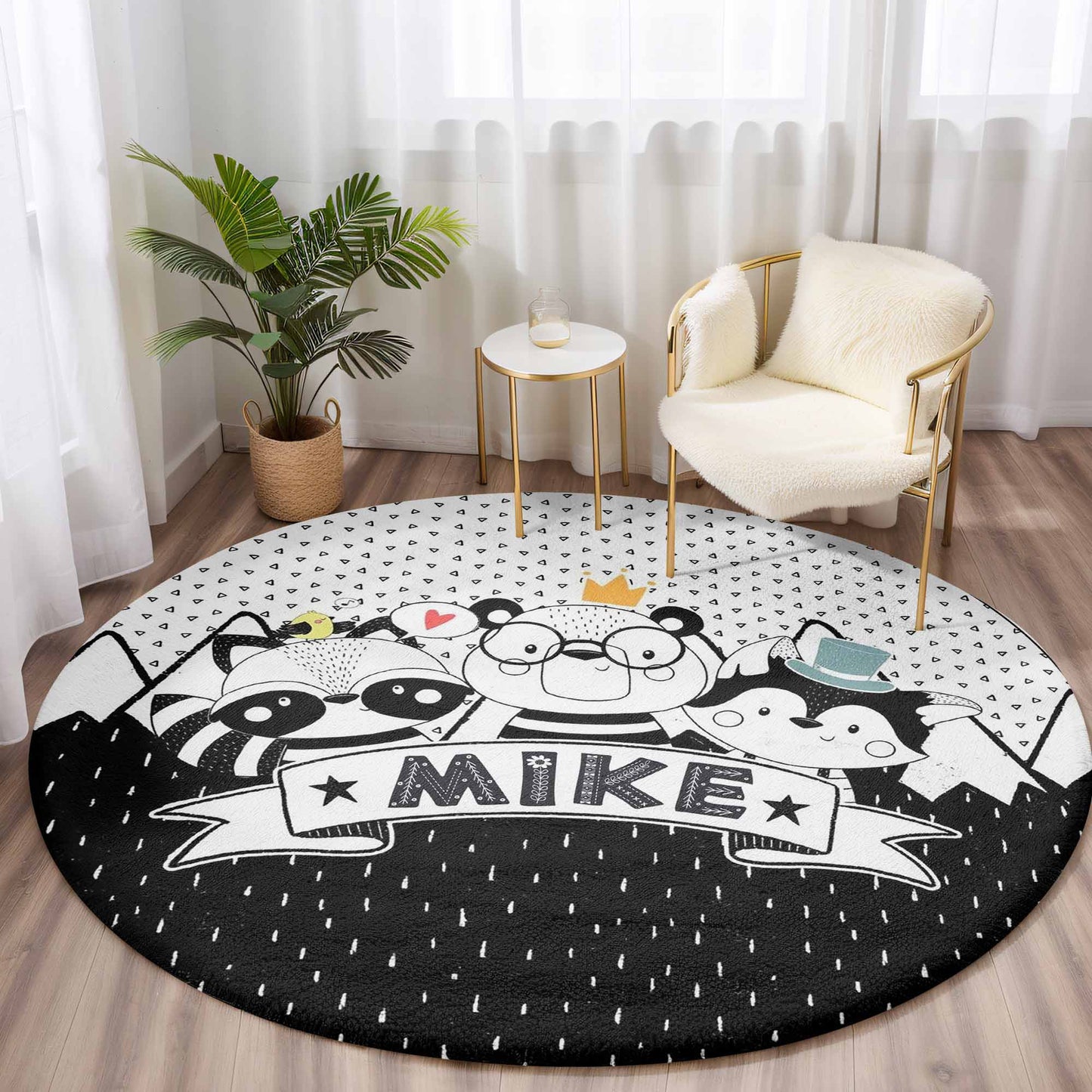 Nordic Animals Round Rug