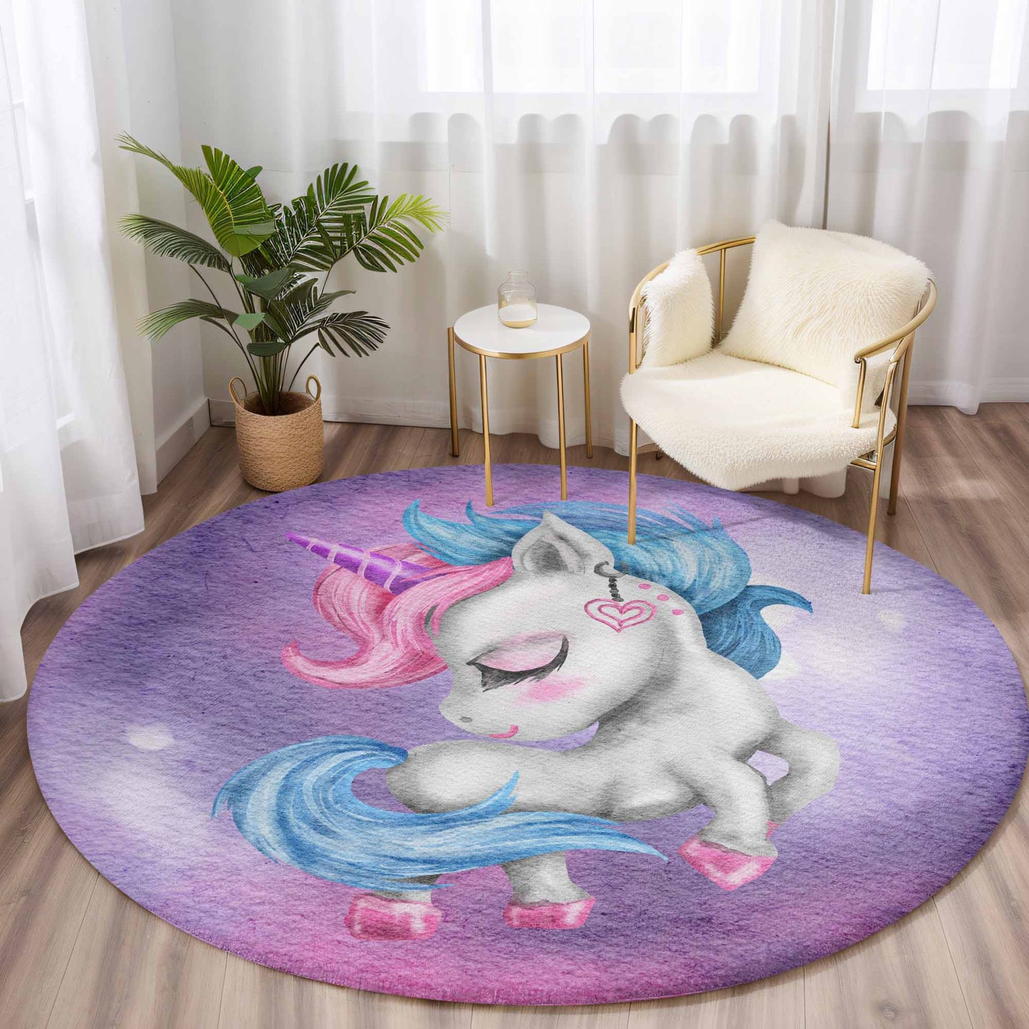 Baby Unicorn Round Rug