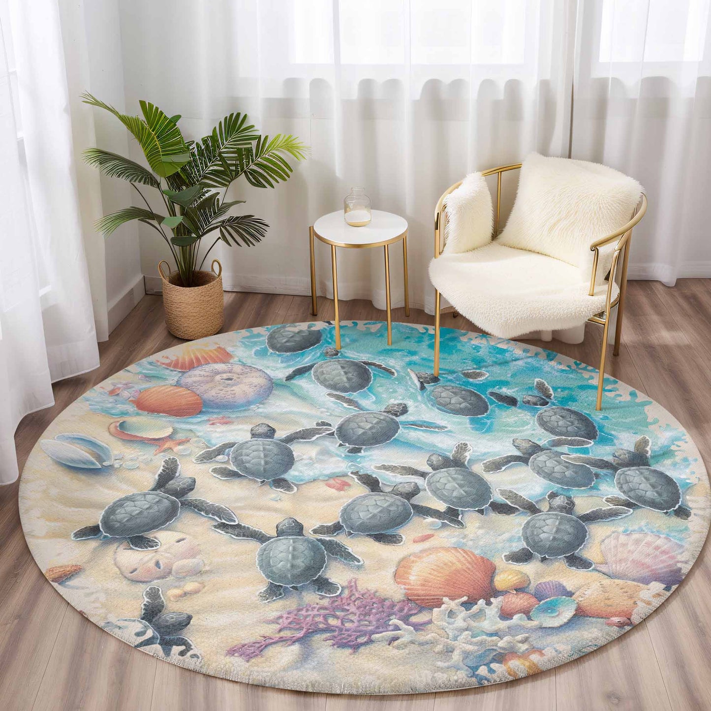 Baby Sea Turtle Round Rug