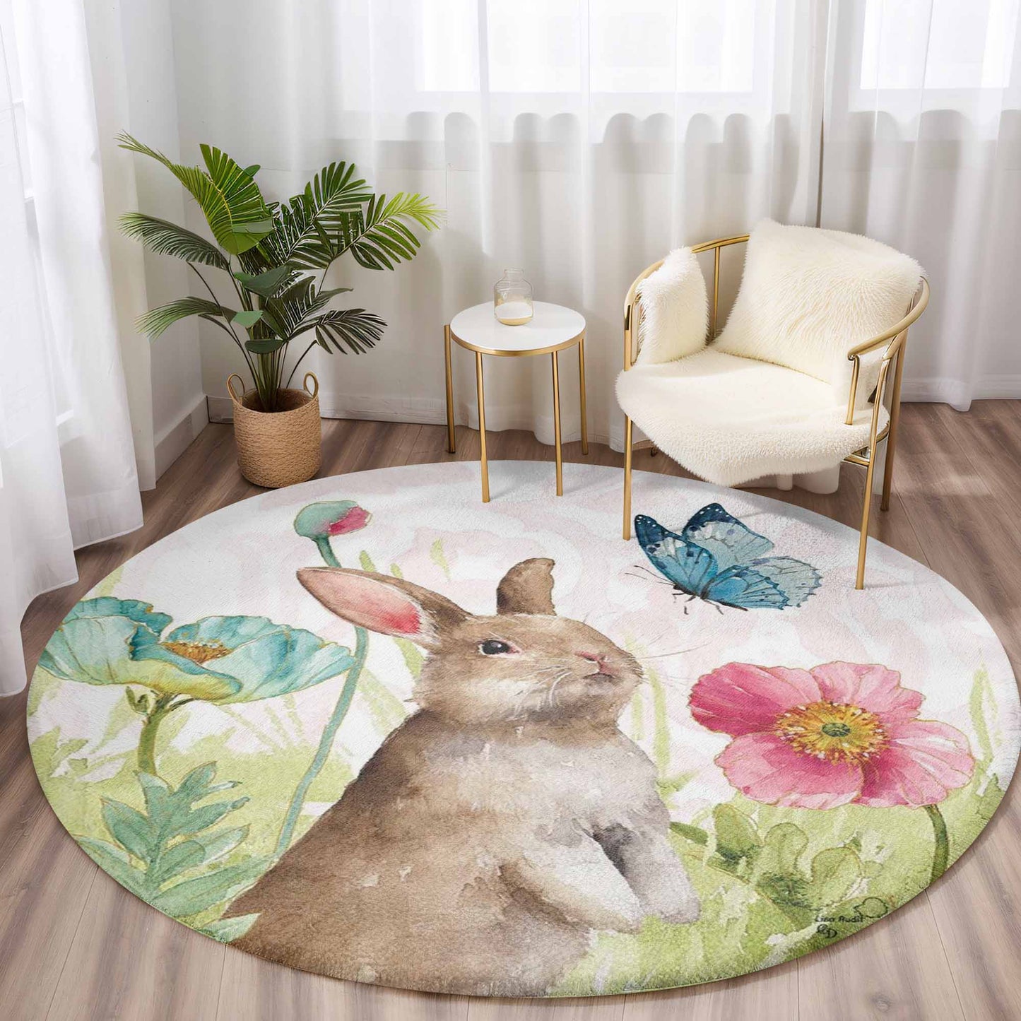 Spring Bunny Round Rug