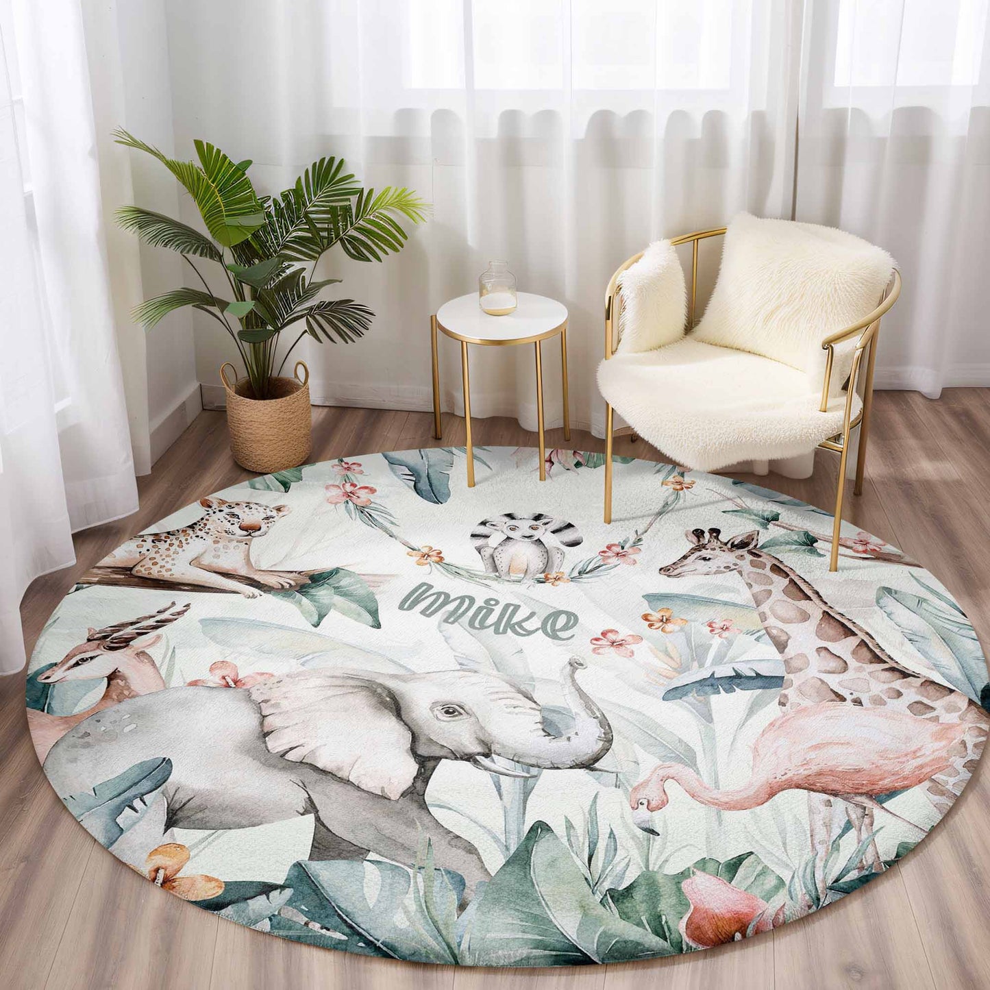 Safari Animals Round Rug