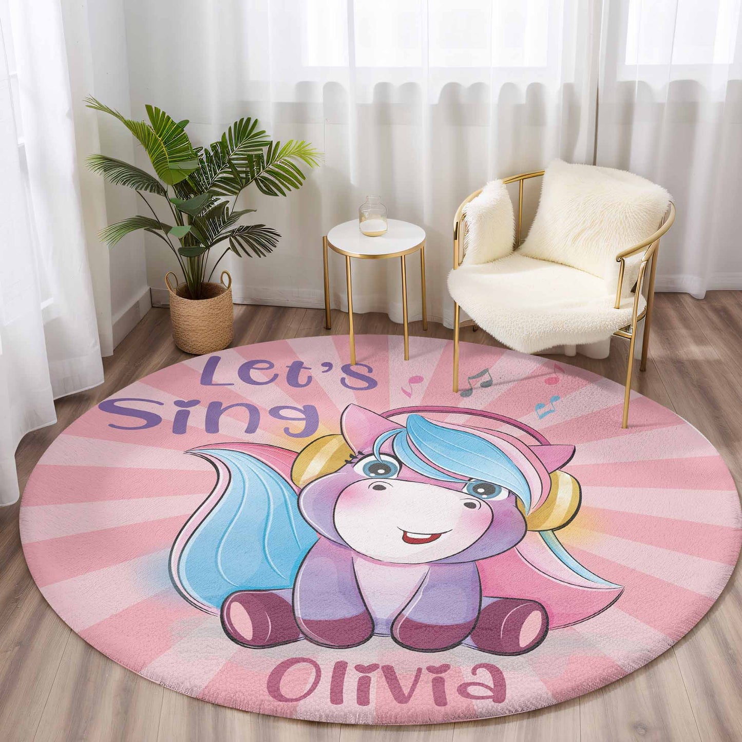 Let's Sing Unicorn Round Rug