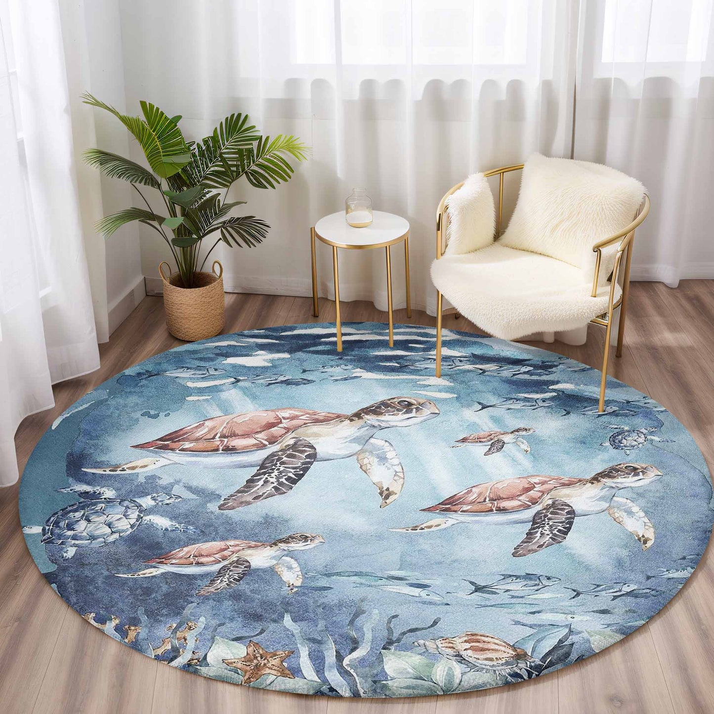 Sea Turtle Round Rug