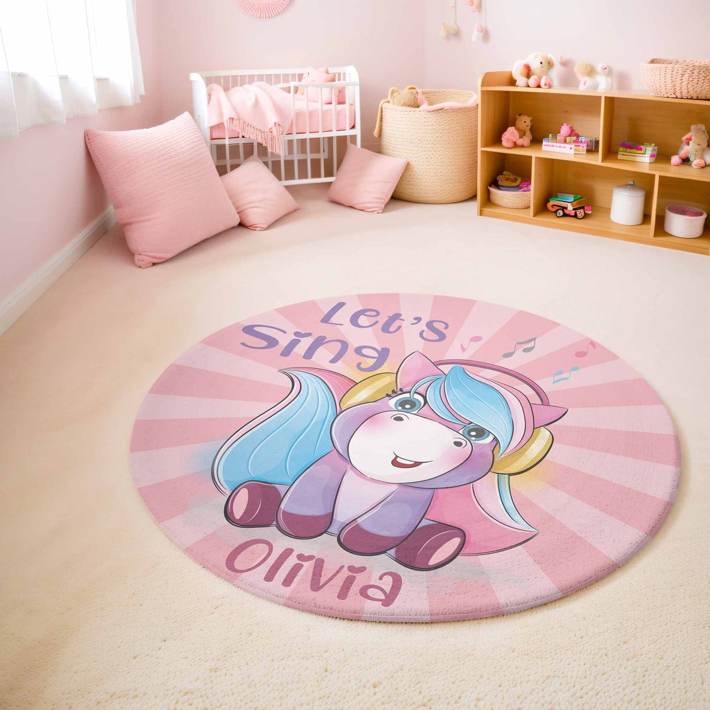 Let's Sing Unicorn Round Rug