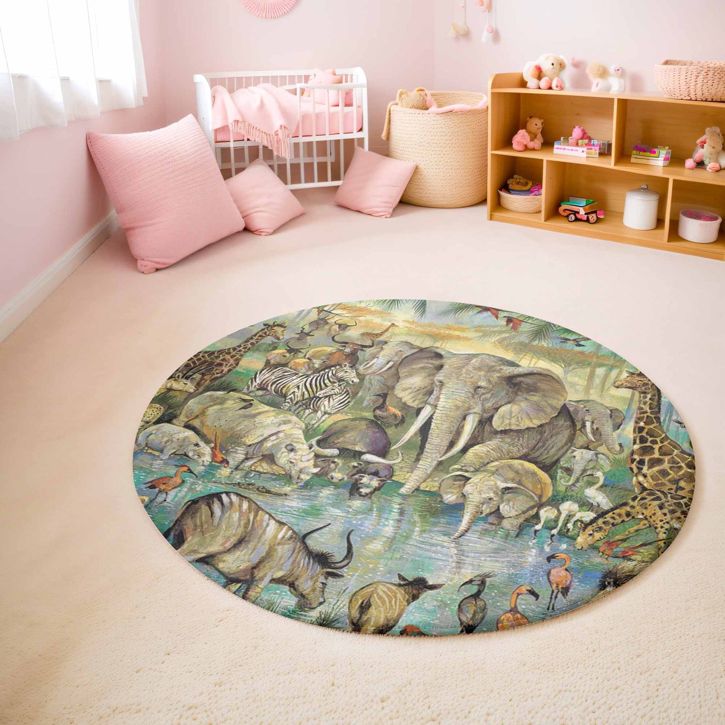 Safari Animals Round Rug