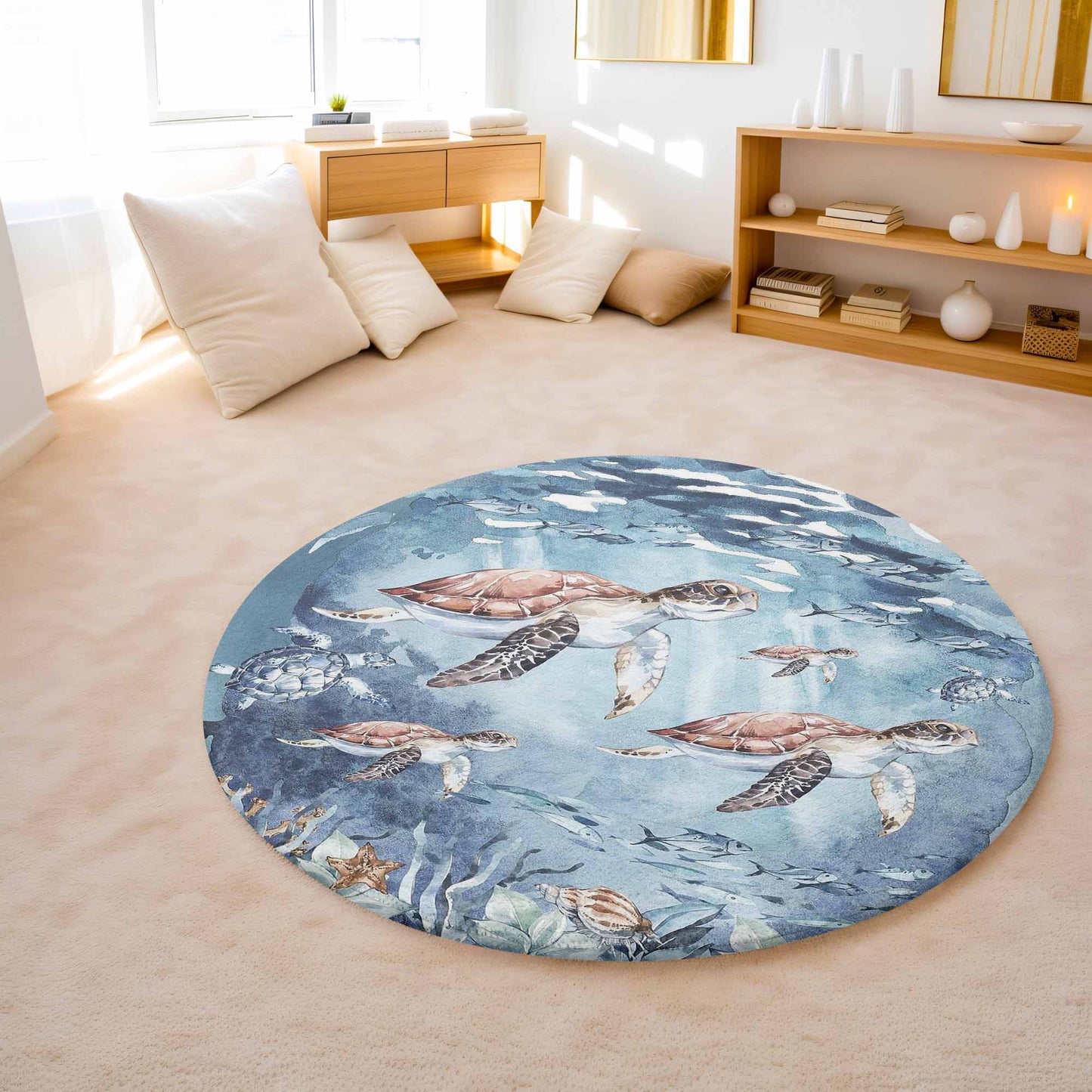 Sea Turtle Round Rug