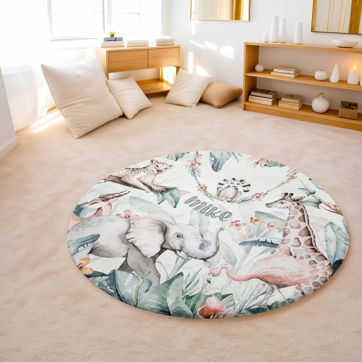 Safari Animals Round Rug