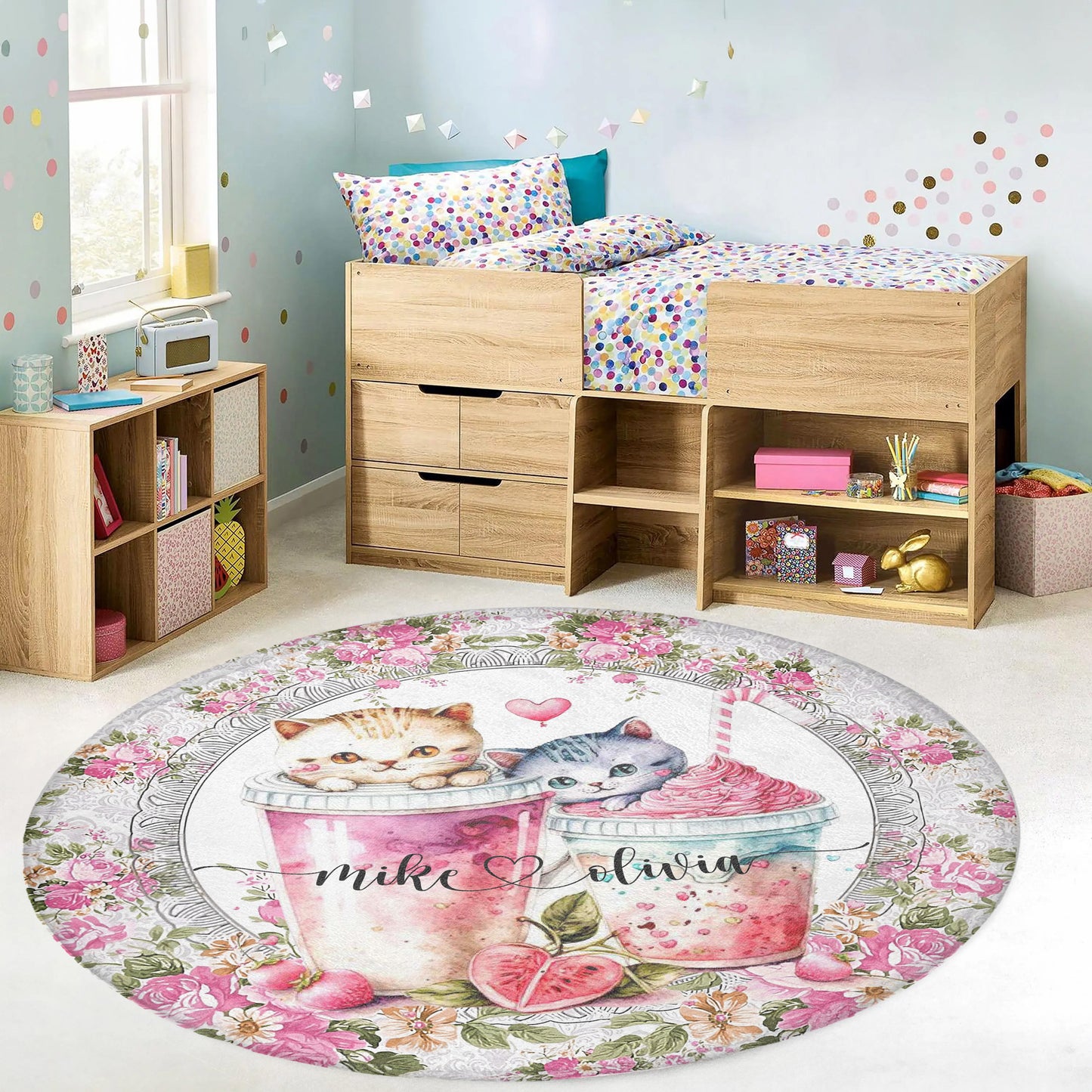 Cat Couple Love Round Rug