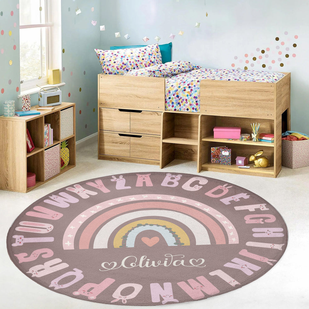ABC Alphabet Rainbow Round Rug – hugtorugs