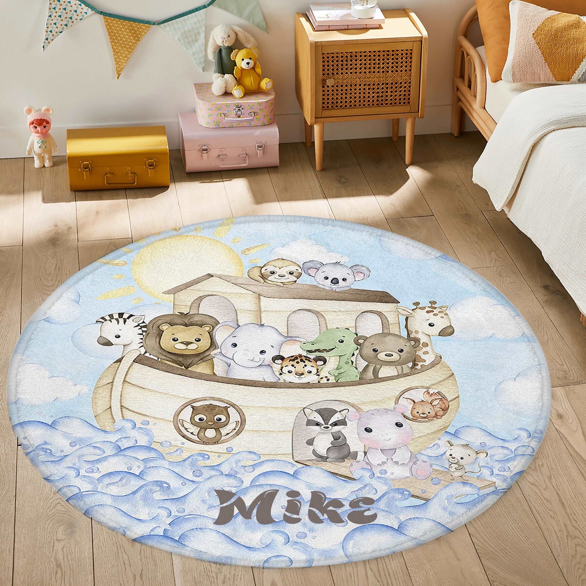 Noah's Ark Animals Round Rug