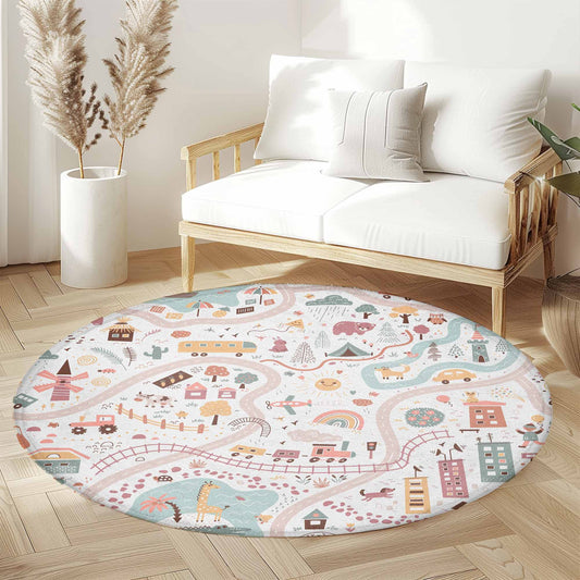 City Road Map Round Rug