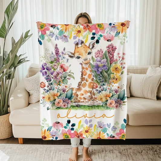 Floral Giraffe Blanket