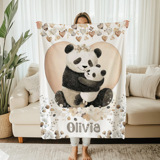 Mom And Baby Panda Blanket