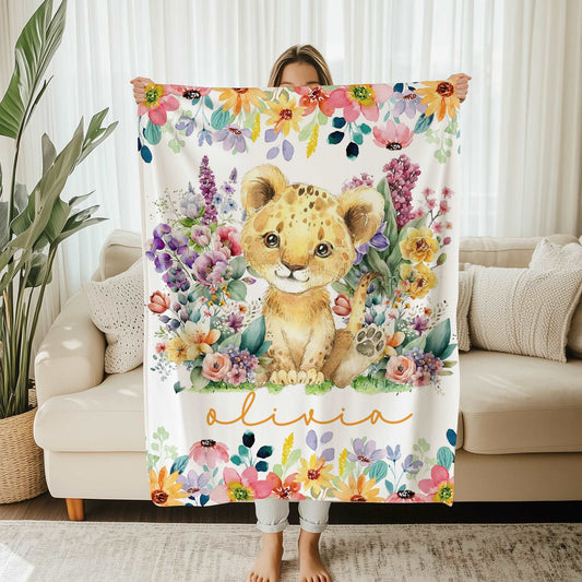Floral Lion Blanket