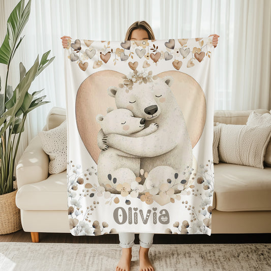 Mom And Baby Polar Bear Blanket