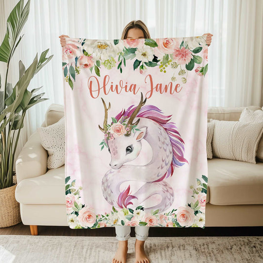 Dragon Rose Floral Blanket