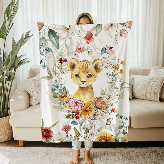 Floral Lion Blanket