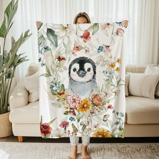 Floral Penguin Blanket