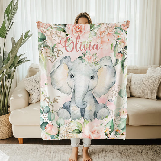 Floral Elephant Blanket