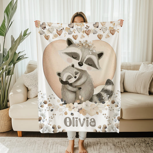 Mom And Baby Raccoon Blanket