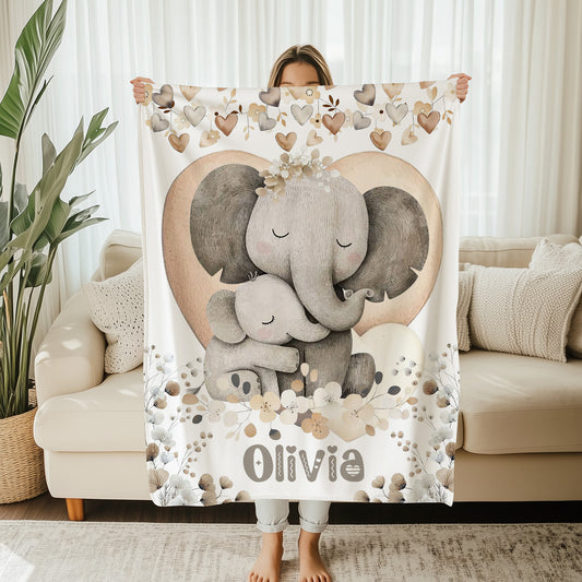 Mom And Baby Elephant Blanket